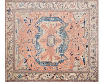 Vintage Turkish Oushak Rug 360x410 cm (11.8x13.5 ft) | 60+ Year Old