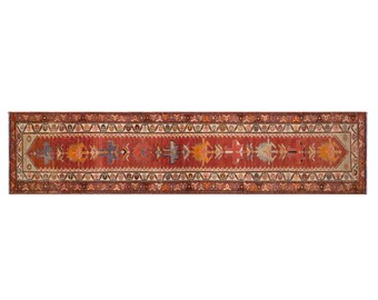 60+ Year Old One-of-a-Kind  Kurdish Herki Runner 87x385 cm / 2.9x12.6 ft | Vintage Hallway Rug