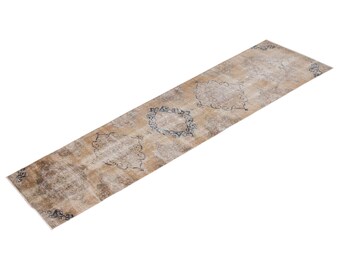 Antique Oushak Runner Rug 2'7"x13'1" | 79x398 cm Vintage Turkish Hallway Rug, Handwoven Wool Runner, Muted Colors, Anatolian Carpet