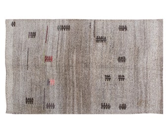 Minimalist Modern Kilim Rug,Minimal Turkish Rug,Striped Kilim Rug 5'7 x 9'8 feet,Solid Kilim Rug,170x294cm,Goat Hair Turkish Kilim Rug