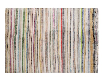 Striped Design Turkish Kilim Rug,Stripe Kilim Rug 192x325cm,Minimalist Modern Kilim Rug,Striped Turkish Rug,Striped Kilim Rug 6'4 x 10'8 ft