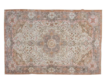Turkish Rug", Vintage Rug, Area Rug, 6.7 x 9.8 feet, Oushak Rug, Antique Rug, Oriental Rug, Handmade Rug, Decorative Rug, Large Rug, Old Rug