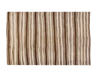 4x5 rug, Stripe Rug,Minimalist Kilim Rug,Striped Turkish Rug,Striped Kilim Rug 4 x 4'11 feet,Minimal Kilim Rug,123x150cm,Wool Turkish Kilim