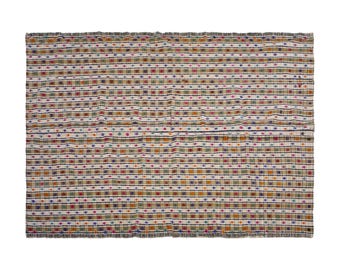 Vintage Turkish Kilim Rug 208x300 cm (6'10" x 9'10") – 1960s Handwoven Wool Flatweave – Minimalist Striped Boho Carpet for Modern Interiors