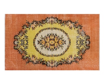 Luxury Vintage Turkish Oushak Rug 112x195 cm (3.7 x 6.4 ft) | Handwoven Area Rug | 60+ Years Old