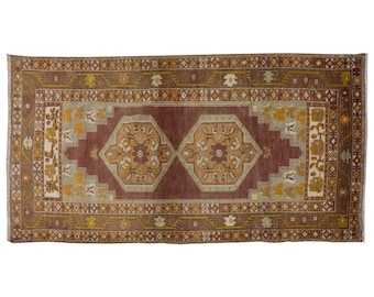 Vintage Rug, Area Rug, Turkish Rug, 4.1 x 7.11 feet, Oushak Rug, Antique Rug, Oriental Rug, Handmade Rug, Decorative Rug, Muted Rug, Old Rug