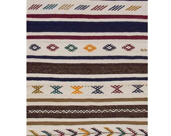 Kilim Rug", Kilim, Striped Kilim Rug,Minimal Kilim Rug, Oushak Rug, Area Rug, Floor Rug, Minimalist Rug, 2'8 x 10'4 feet
