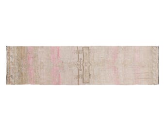 Antique Oushak Runner Rug 2'10" x 12'8" | 86 x 387 cm, Long Vintage Turkish Wool Rug, Handwoven Hallway Runner, 1960s Muted Colors