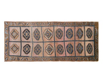 Turkish Rug, Vintage Rug,Runner Rug 5 x 12'4 feet, Kars Runner Rug,Brown Rug,Handmade Runner Rug, Decorative Rug,Muted Rug, 150 x 375 cm Rug