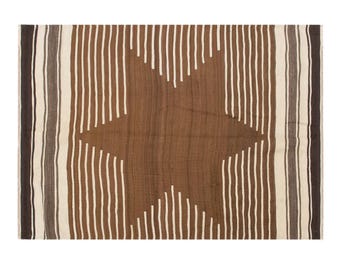 Vintage Turkish Siirt Blanket Kilim Rug, 60+ Years Old, 120 x 165 cm (3.9 x 5.4 ft)