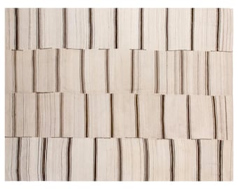 Minimalist Modern Turkish Kilim Rug 250x415 cm | 60+ Years Old Handwoven Striped Kilim 8'2" x 13'7" ft | Striped Design, Washed & Ready