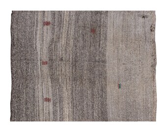 Minimalist Kilim Rug,Goat Hair Turkish Rug,Solid Kilim Rug 7'10 x 9'9 feet,Minimal Kilim Rug,240x297cm,Goat Hair Turkish Kilim Rug