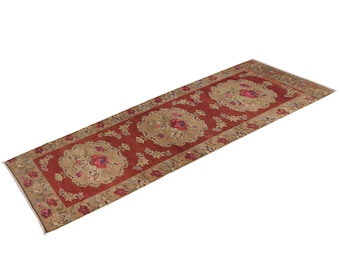 Vintage" 3’6” x 11’6” Anatolian Rug Distressed Runner Handwoven Geometric Floral Oushak Wool Runner 106 x 349 cm - FREE SHIPPING