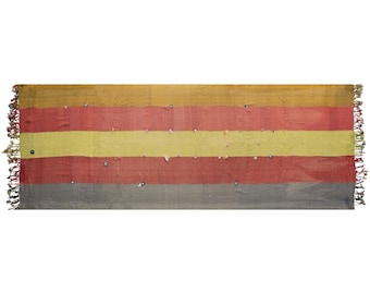 Vintage Turkish Kilim Runner Rug, 7 x 19 ft, 212 x 570 cm, Handwoven Wool Kilim Rug