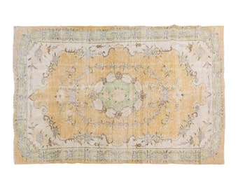 Vintage Rug, Area Rug, Turkish Rug, 6 x 10.2 feet, Oushak Rug, Antique Rug, Oriental Rug, Handmade Rug, Decorative Rug, Large Rug,Old Rug