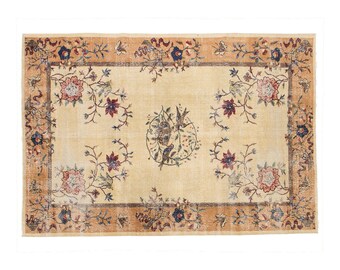 6x10 rug, 6.5 x 9.8 rug, Turkish Rug, Vintage Rug, Area Rug, 6.5 x 9.8 feet, Oushak Rug, Antique Rug, Oversized Rug, Large Rug, Old Rug