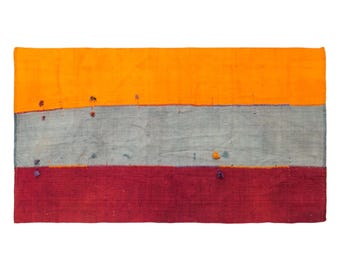 Vintage Turkish Cihanbeyli Curtain Kilim, 3.6x7.2 ft, 110x220 cm, Handmade Wool Kilim
