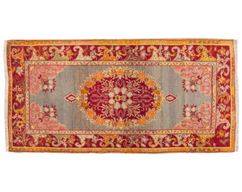 Vintage Rug", Area Rug, Turkish Rug, 3.6 x 6.7 feet, Oushak Rug, Antique Rug, Oriental Rug, Handmade Rug, Decorative Rug, Muted Rug, Old Rug