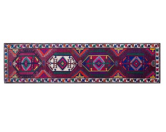 Long 60+ Year Old Kurdish Herki Runner Rug | 91x340 cm (3x11.2 ft)