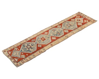 Runner Rug", Turkish Rug, Antique Rug, 3.5 x 12.2 feet, Oushak Rug, Vintage Rug, Oriental Rug, Handmade Rug, Hallway Rug", Kitchen Rug