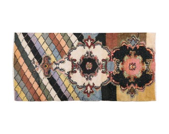 Turkish Rug, Vintage Rug, 2.5 x 5.2 feet, Oushak Rug, Antique Rug, Oriental Rug, Handmade Rug, Decorative Rug, Muted Rug, Old Rug,Area Rug