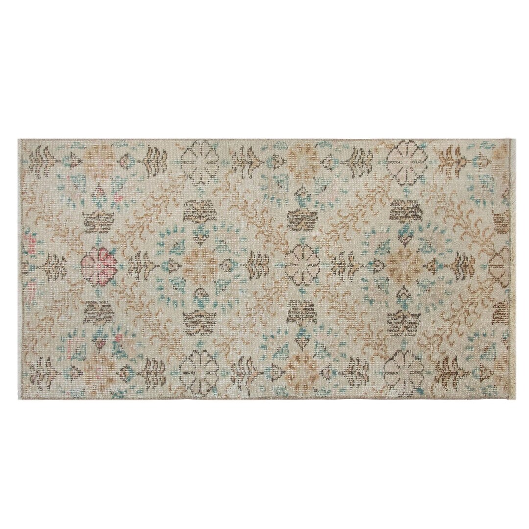 Small Rug, 2 X 3'9 Feet / 60 X 115 Cm,vintage Rug, Turkish Rug,abstract ...