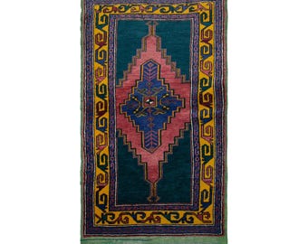 Vintage Turkish Prayer Rug, 2.7x4.8 ft, 82x145 cm, Handmade Anatolian Wool Rug