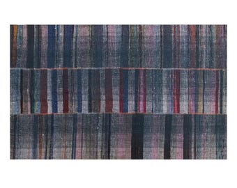 Handmade 1960s Minimalist Turkish Kilim 178×290 cm (5.8×9.5 ft) | Vintage Goat Hair Rug | 60+ Years Old