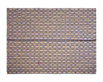 Striped Turkish Kilim Rug (9x11'4 ft) – Large Vintage Flatweave Wool Rug – 1960s Handwoven Minimalist Carpet – Boho Neutral Japandi Decor