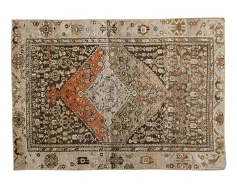 Turkish Rug", Vintage Rug, Area Rug, 4.2 x 6.3 feet, Oushak Rug, Antique Rug, Oriental Rug, Handmade Rug, Decorative Rug, Muted Rug, Old Rug