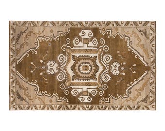 Area Rug, Turkish Rug, Vintage Rug, 6'4 x 10'1 feet, Kars Rug, Oriental Brown Rug, Handmade Wool Rug, Decorative Rug, Brown Rug, 194x308 cm
