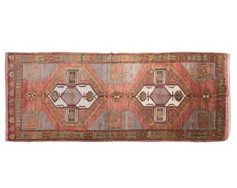 Antique Turkish Rug, 4.6x9.2 ft, 140x280 cm, Handwoven Wool Rug