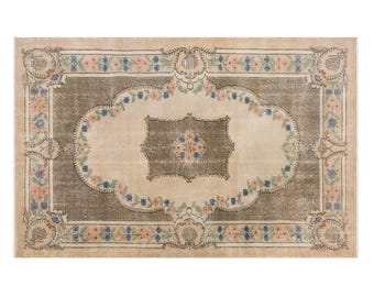 Turkish Oushak Rug 170x270 cm (5.6 x 8.9 ft) | Vintage Handmade Wool Area Rug | 60+ Years