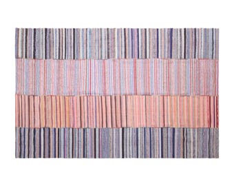 Vintage Turkish Striped Kilim Rug, 7.2x15.4 ft, 220x470 cm, Handwoven Area Rug