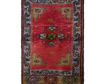 Vintage Turkish Prayer Rug, 2.4x3.3 ft, 72x102 cm, Handmade Anatolian Wool Rug