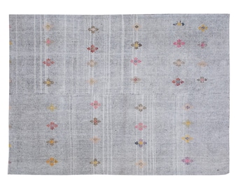 Goat Hair Turkish Kilim Rug, Kilim Rug,234x310cm,Minimalist Modern Kilim Rug,MinimalTurkish Kilim Rug, Solid Kilim Rug 7'8x10'2 feet