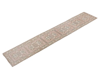 Runner Rug, Turkish Rug, Antique Rug, 2.11 x 18 feet, Oushak Rug, Vintage Rug, Oriental Rug, Handmade Rug, Hallway Rug, Kitchen Rug