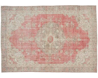 Area Rug, Turkish "Rug, Vintage Rug, 6.9 x 10.2 feet, Oushak Rug, Antique Rug, Oriental Rug, Handmade Rug, Decorative Rug, Muted Rug