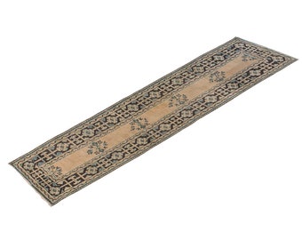 2'4 X 11'11 ft Vintage Rug Runner,Floor Oushak Rug,Hallway Turkish Rug Runner,Oushak Rugs,long runner, narrow long runner,Oushak Long Runner