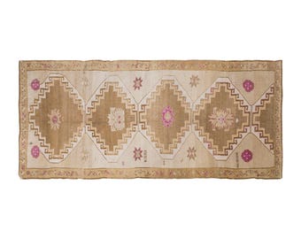 187 x 387 cm Rug, Turkish Rug, Vintage Rug, 6'2 x 12'8 feet, Kars Rug, Muted Runner Rug, Handmade Wool Rug,Kars Runner Rug, Low Pile Rug