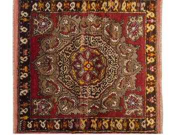 3x3 Small Rug, 2'9 x 2'11 feet / 87 x 89 cm,Vintage Rug, Turkish Rug,Oushak rug,Small oushak Rug,Area Rug,Shabby Rug, Small Area Rug