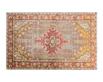 Vintage Turkish Kayseri Rug, 4.4x6.4 ft, 133x194 cm, 70 Years Old Handwoven Wool Rug