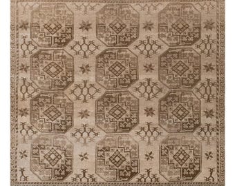 226x242 cm Large Vintage Oushak Rug – 60+ yrs Old Handmade Area Rug – 7'5" x 7'11" Antique Oriental Rug – Decorative Floor Rug