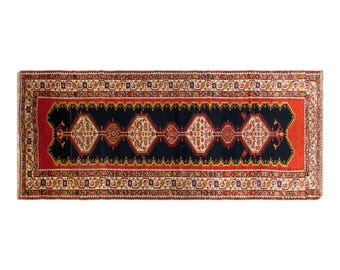 Vintage Turkish Runner Rug, 3.6x11 ft, 110x335 cm, 70–80 Years Old Handwoven Wool Rug