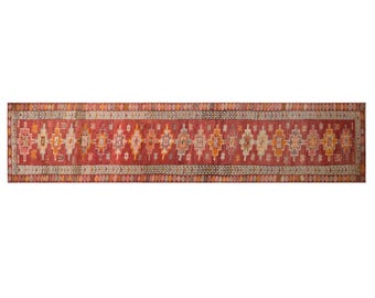 60+ Year Old One-of-a-Kind Kurdish Herki Runner 92x525 cm / 3x17.2 ft | Vintage Hallway Rug