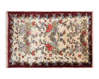 Antique Konya Karapınar Rug, 4.7x6.9 ft, 143x210 cm, 100 Years Old Handwoven Wool Rug