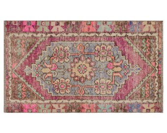 Small Rug,Vintage" Rug,Turkish Rug,Abstract design rug,Trend Rug,Muted Colors Rug,Shabby Rug, FREE SHIPPING, 2'1" x 3'10" feet / 64 x 117 cm
