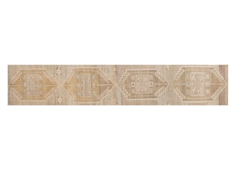 Handmade 60+ Yrs Old Vintage Turkish Rug - Antique Oushak Long Runner - 80x585 cm, 2.6x19.2 feet