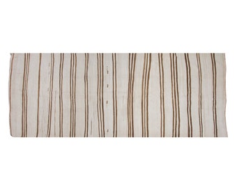 Minimalist" Modern Kilim Rug, Elegant Kilim Rug, 148 x 398 cm ,Striped Design Turkish Kilim Rug, Pale colors Striped Kilim  4'10x13'1 feet
