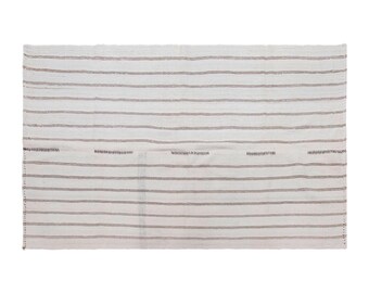 Vintage Turkish Striped Kilim Rug, 4.3x7.1 ft, 130x215 cm, Handwoven Area Rug